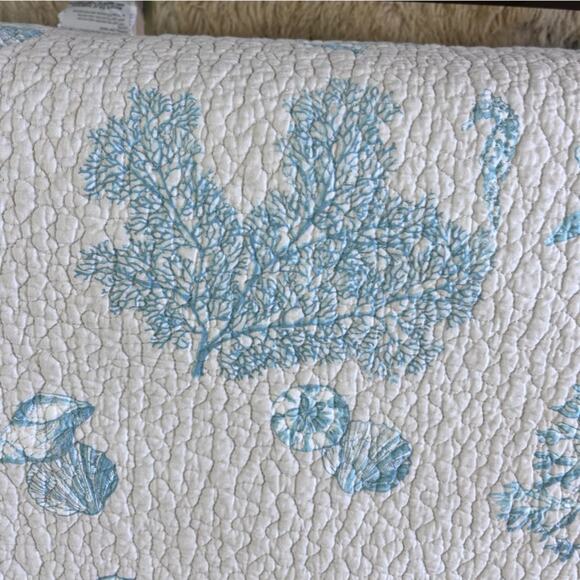 SIGRID OLSEN HOME Bedspread Quilt "85 x 81.5" Sea Life Quilted Blanket Cotton - Picture 11 of 12